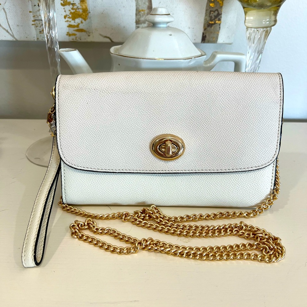 Cream and gold clutch purse